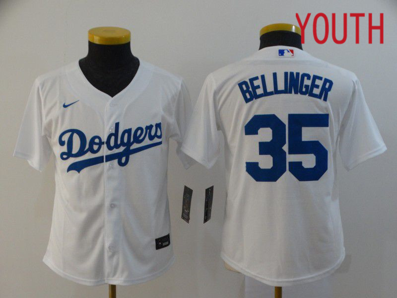 Youth Los Angeles Dodgers #35 Bellinger White Nike Game MLB Jerseys->youth mlb jersey->Youth Jersey